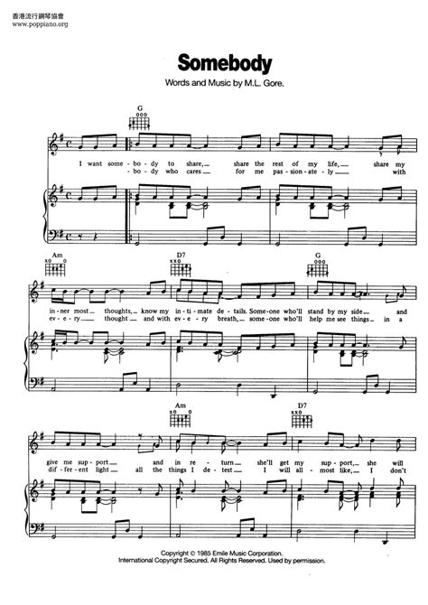 Depeche Mode Somebody Sheet Music Pdf Free Score Download ★