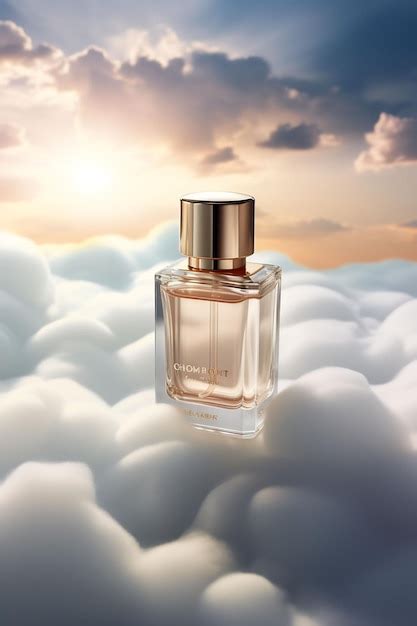 Premium AI Image | a bottle of perfume in the clouds