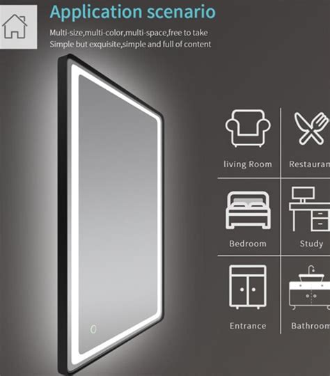 Reno 900mm X 750mm Matt Black Framed Square Led Mirror E Renovation