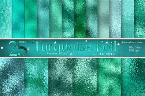 Turquoise Foil Digital Paper By Photohacklovers Thehungryjpeg