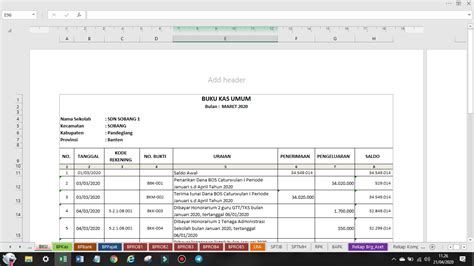 Contoh Dan Cara Pengisian Format Bku Buku Kas Umum Dana Bos Sesuai