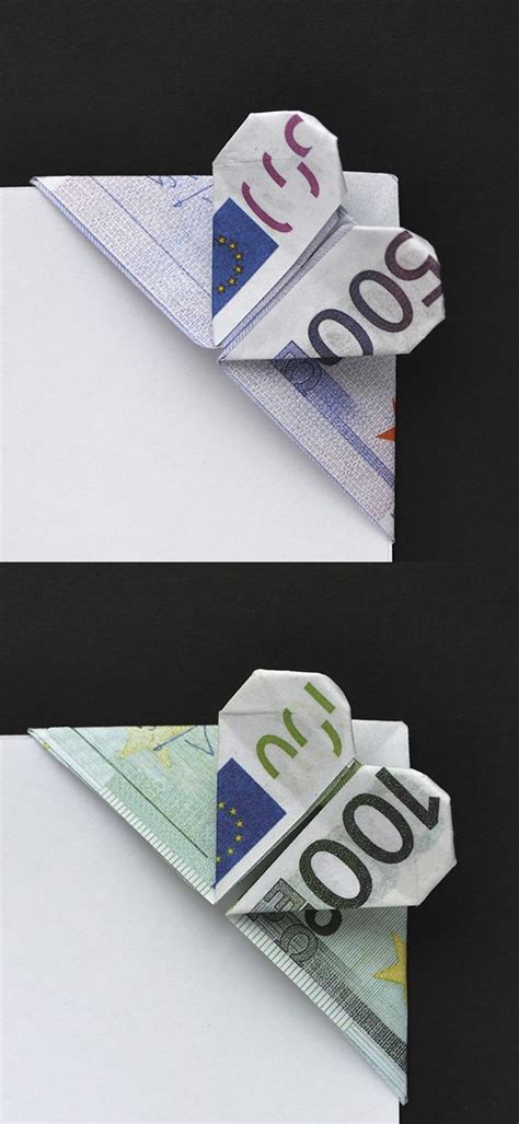 Origami LESEZEICHEN HERZ Euro Geldschein GELD FALTEN Money Origami