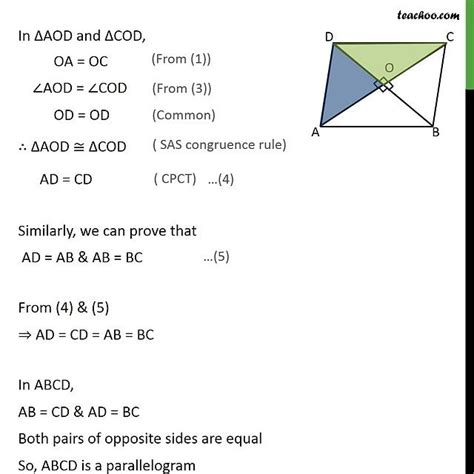 Question 2 - Show that if diagonals of a quadrilateral bisect