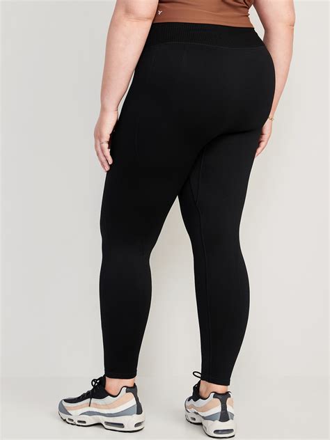 High Waisted Rib Panel Seamless Leggings Old Navy