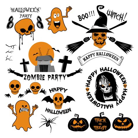 Set Of Vintage Happy Halloween Badges And Labels Halloween Scrapbook