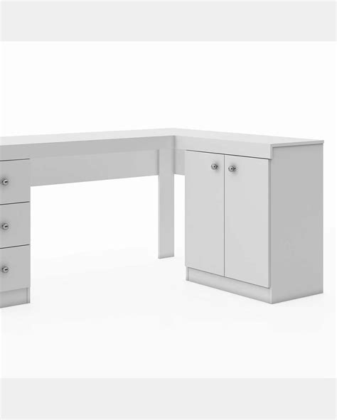 Riachuelo Mesa Escrivaninha De Canto Gavetas Portas Branco