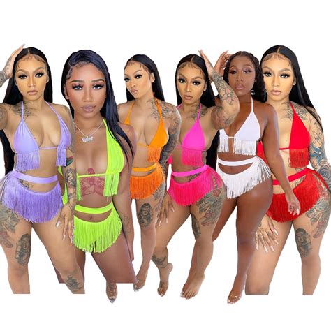 Sexy Tassel Bikini Two Piece Set