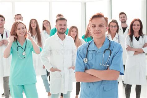 Group Of Young Medical Colleagues Standing Together Stock Photo