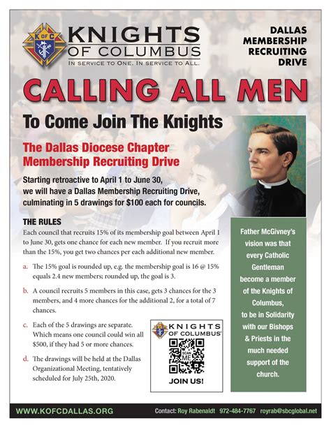 Calling All Men To Join Us Knights Of Columbus Dallas Diocese Chapter