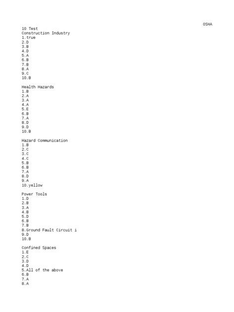Osha 10 Test Answer Pdf