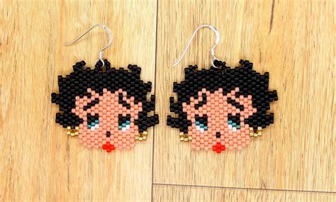 Betty Boop Earrings Beaded Betty Boop Earrings Miyuki Etsy