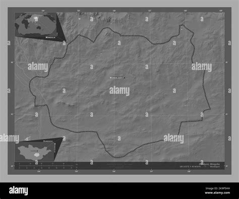 Dundgovi Province Of Mongolia Bilevel Elevation Map With Lakes And