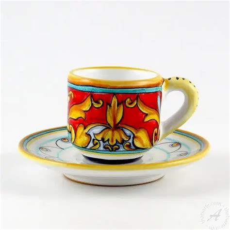 Espresso Cup And Saucer Broccato Rosso Fima Italian Dinnerware