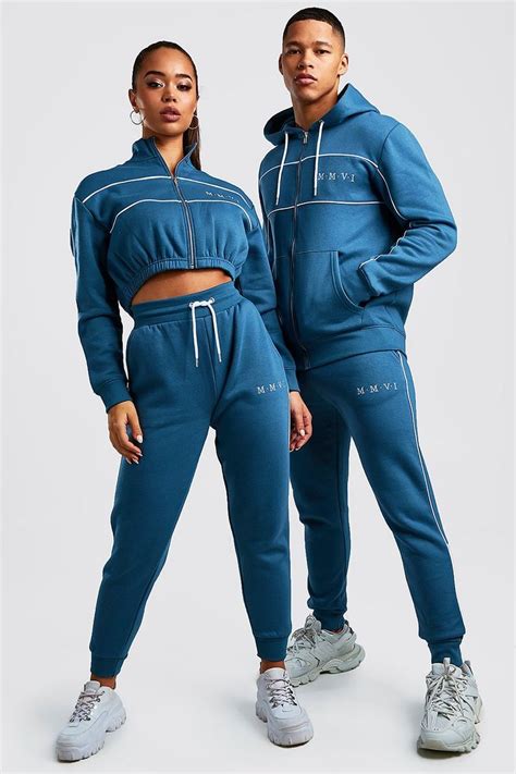 Hers Funnel Zip And Jogger Tracksuit Set Matching Couple Outfits Tracksuit Set Matching