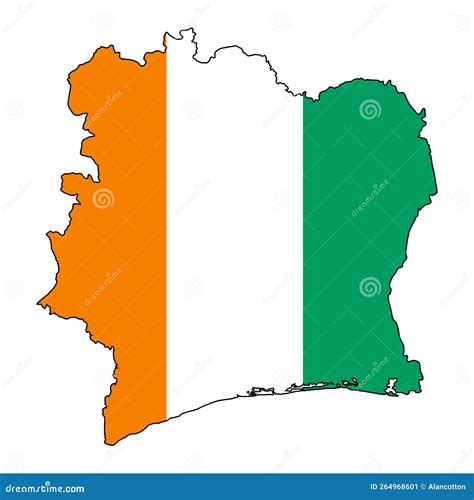 Ivory Coast Flag Map Silhouette Cartoon Vector