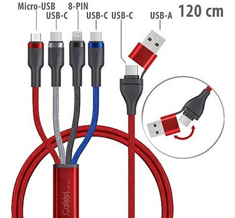 All In One 4 Port Kabel Callstel 8in1 Lade Datenkabel USB C A Zu