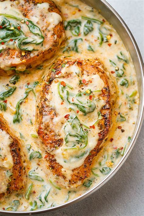 Boneless Pork Chops With Garlic Butter Spinach Sauce — Eatwell101