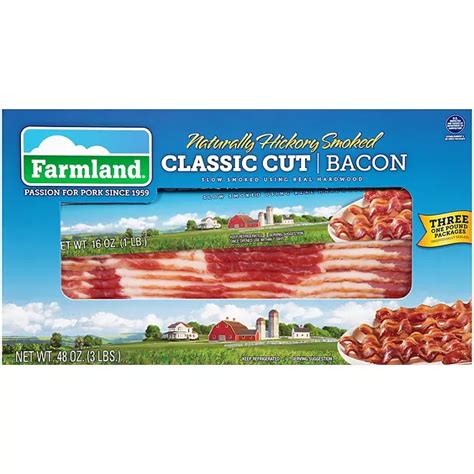 Farmland Hickory Smoked Classic Cut Sliced Bacon 48 Oz Sam S Club