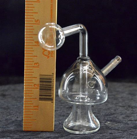 Thick Glass Clear Oil Burner Mushroom Bubbler Pipe For Oil Wax