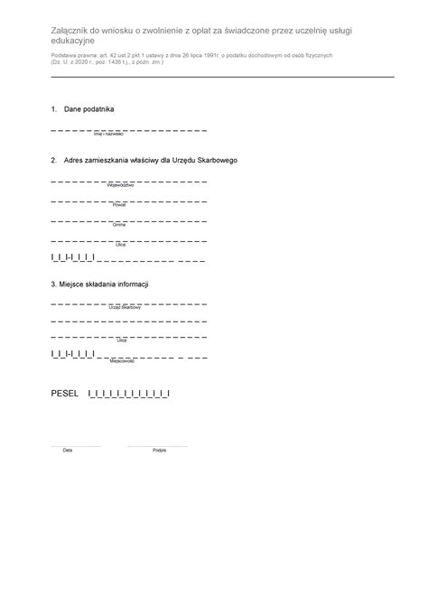 Zalacznik Do Wniosku O Zwolnienie Z Oplat Za Studia Za Cznik Do