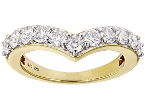 Moissanite K Yellow Gold Over Silver Chevron Ring Ctw Dew