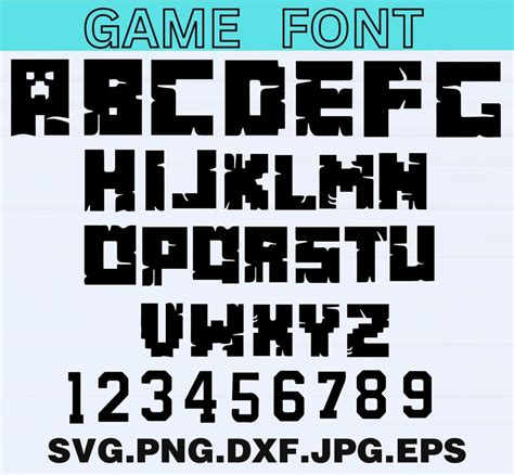 minecraft font bundle gamer alphabet number cut files instant