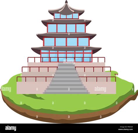 South Korea Iconic Palace Icon Over White Background Vector