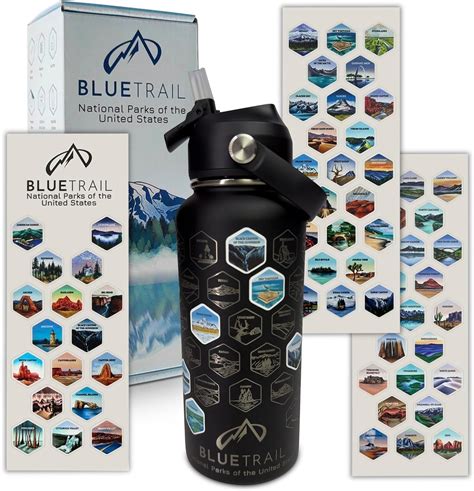 Amazon BlueTrail National Parks Water Bottle With Stickers