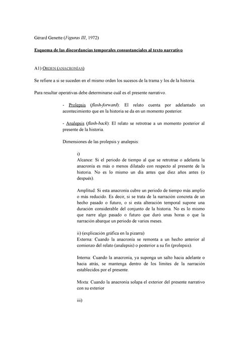 Esquema temporal Genette Figuras III Gérard Genette Figuras III