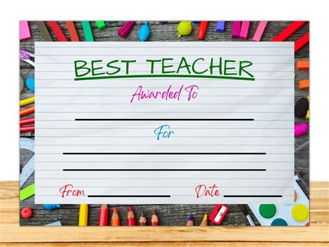 Best Teacher Certificate Printable Award Certificate Daycare - Etsy