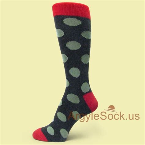 Ush469 Slate Light Blue Or Bluish Grey Dots Charcoal Grey Mens Socks Groomsmen Socks T