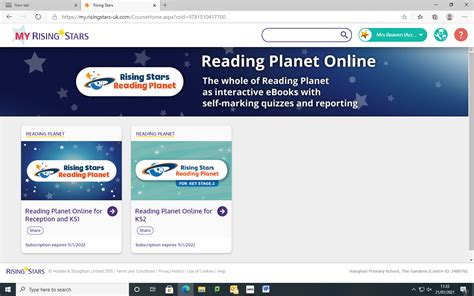 Vaughan Primary School Home Reading Rising Stars Reading Planet