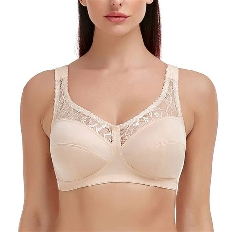 Womens Lace Wirefree Bra Full Figure Plus Size Lift Support Unlined Minimizer 44dd