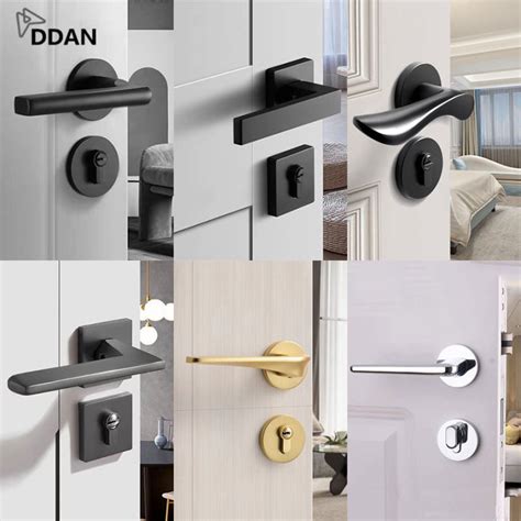 DDAN Modern aluminum alloy mute solid Lock door hardware locks Door handle Black door knob for ...