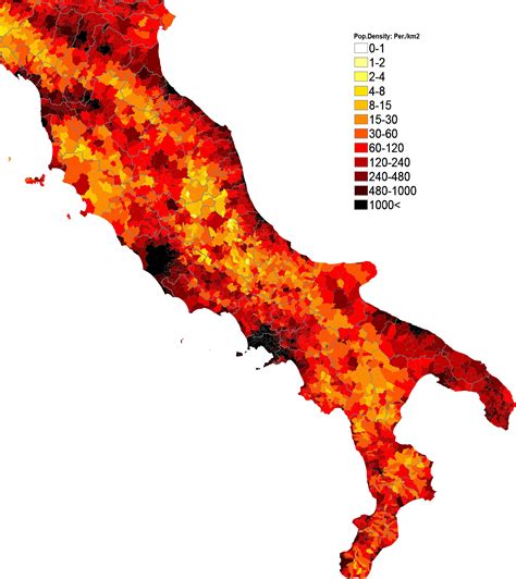 Italy Population Density Map