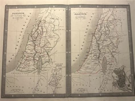 Antique Palestine Jerusalem Map Original Steel Engraving