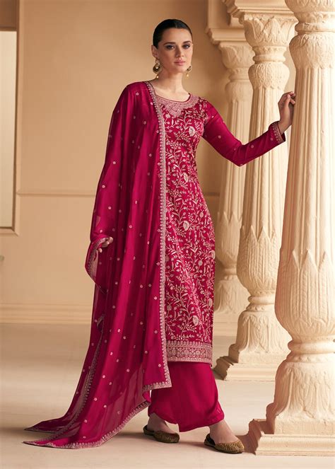 Classic Hot Pink Shalwar Kameez Suits Indian Wedding Party Etsy