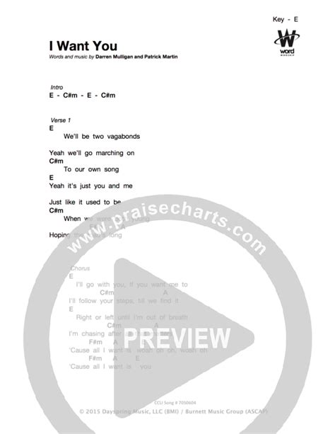 I Want You Chords PDF (We Are Messengers) - PraiseCharts