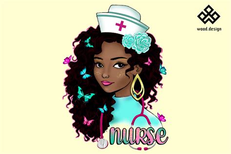 Black Nurse Afro Woman Melanin Girl PNG Graphic By Wood Design