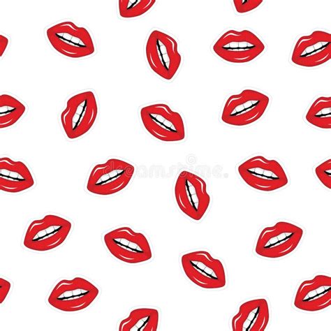 Seamless Pattern Of Red Lips Stock Vector Illustration Of Sign