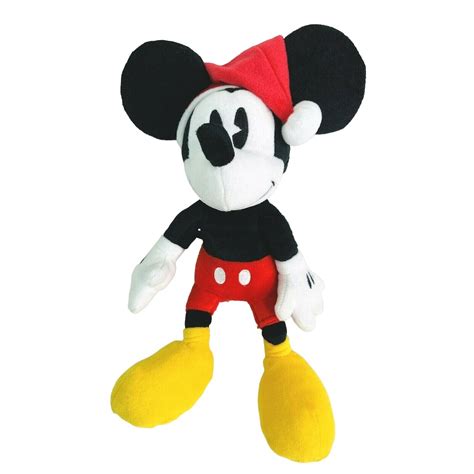 Disney Mickey Mouse Christmas Plush Stuffed Toy Doll in Red Santa Hat ...