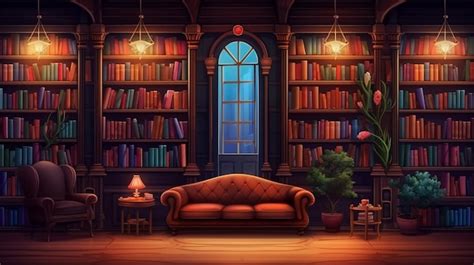 Premium AI Image | interior design of a library