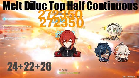 Melt Diluc Abyss Top Half S Speedrun Continuous Youtube