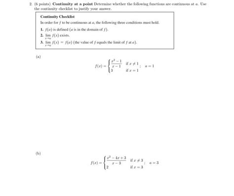 Solved 2 6 Points Continuity At A Point Determine Whether