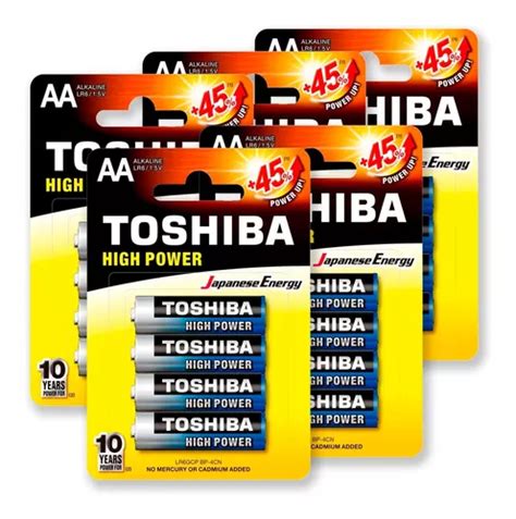 Pilhas Aa Pequena Alcalinas Toshiba Cartelas