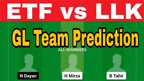 ETF Vs LLK Dream11 Team Ecovert Fm Vs Lanka Lions Dream11 Prediction