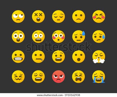 Set Emoticons Set Negative Emoji Smile Stock Vector (Royalty Free ...