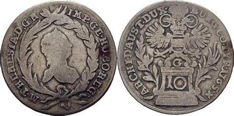 RDR Burgau Günzburg 10 Kreuzer 1765 Maria Theresia 1740 1780 f ss MA