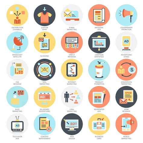 Premium Vector Flat Conceptual Icons Set Of Advertising Media