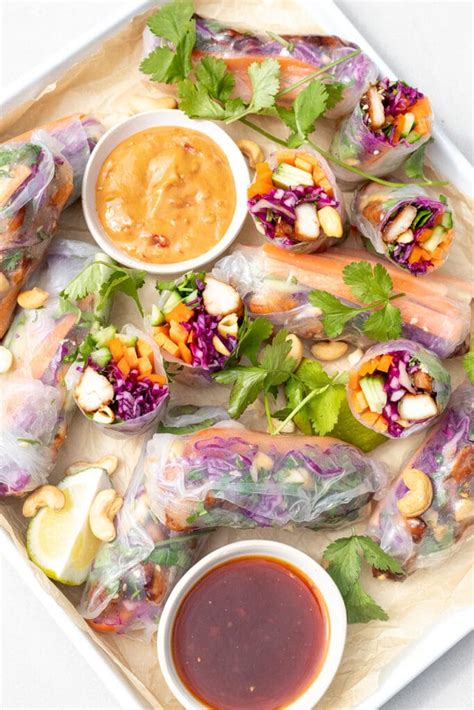 Teriyaki Chicken Rice Paper Rolls Assortment Foods